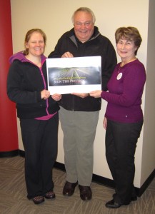 Angela Scrannage, John Timmis and Janie Moorse with sign the Stop the Escarpment Highway Coalition.