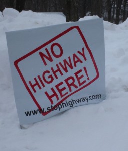SEHC sign Hundreds of these signs dotted the back roads of north Burlington. The locals do not want any road cutting through “their” community.