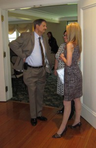 Mark Gregory cover off last minute details with Lauren Griesbach before the start of the BEDC AGM.