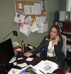 Mead Ward has a window in her office and institutional green walls