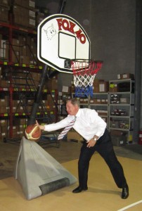 He can sink a ball and he can chase a ball.  And if you’d like to see how he does it – pay him a visit at his Stoney Creek office where he will play a quick game with you on the small court on the ground floor.