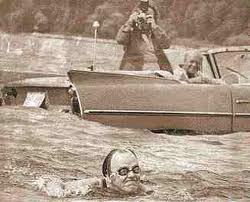 Election ploys were different in ’75 (but then so were the cars) Kerr took to the waters of Burlington Bay to prove how safe they were for swimming.