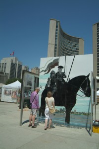 Hind’s work on display at a Toronto art show.