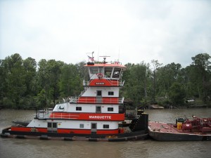 Marquette Thordon Bearings has a lock on the market for propellers and rudder bearings on those specialized vessels that push barges up and down the Mississippi River where the mud and particles in the water get cleaned out of the propeller shaft bearings that are lubricated by the river water.