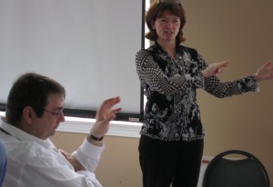 Martiuk Black conducting Roman Martiuk listened and when he had a contribution to make – he was always heard. Here he communicates with Georgina Black during the Strategic Planning Sessions