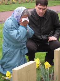 cemetery woman in tears
