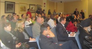 Orchard PArk residents pack the public gallery at city hall where nine delegations spoke AGAINST a citty staff recomendation for parkland in their community.