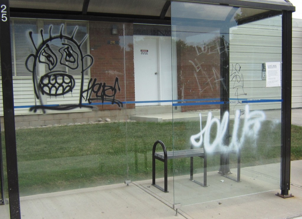 Bus shelter grafitti