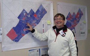 Wallace with blue maps