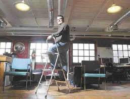 Freiburger on ladder