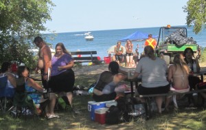 Hundreds of families used Beachway Park on Canada Day - they had no way of know if the water their children were swimming in was safe to use. That weekend the water to the left of an imaginary line was safe, the water to the right wasn't. There was no signage telling the pubic aboiut water conditions.