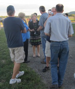 Blair Lancaster - almost holding court with her constituents at a corn roast.