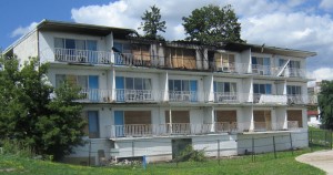 Fire damage to the top floor of the Riviera Motel was extensive and arson was thought to perhaps be the cause of the blaze to the abandoned motel. No report yet from the Office of the Fire Marshall.