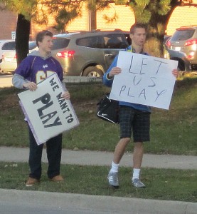 There are teachers at Bateman High that would like to see this much effort IN the classroom. The football players take their message to the streets.