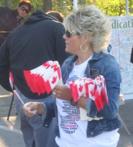 Many people see the Terry Fox run as a unique thing that happened in Canada and was the result of one Canadian's supreme effort. The Canadian flag just seems to be a part of the event - and there were plenty of them handed out.