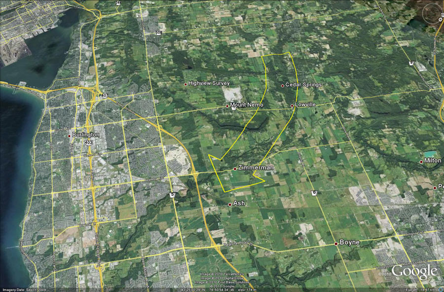 Escarpment green arrow on Google map