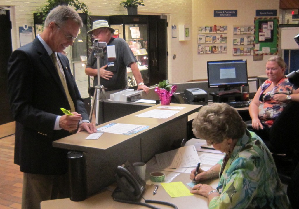 Mayor Rick Goldring has his membership application processed at the Seniors' Centre - filling another of his campaign promises.