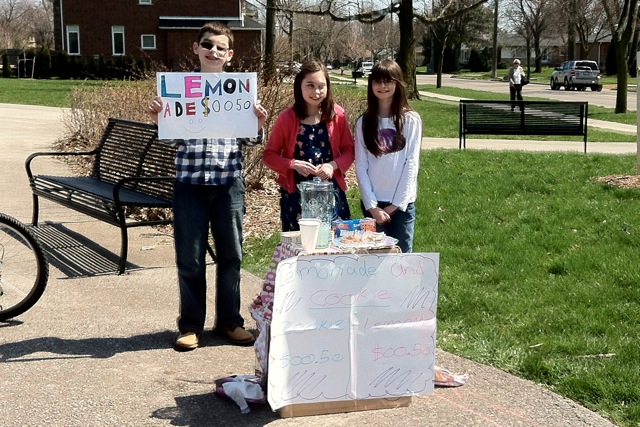Lemonade sales - Elizabeth Gardens April 2013