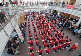 The FAmily room is one of those spaces that just works. Here the Burlington Teen Tour BAnd marches into the room with every instrument blaring away. It was a great day for the Centre and the day the BTTB made the place their home base. The Centre needs more events like this.