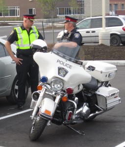 Halton Regional Police Chief Stephen Tanner talks with Sgt Davies, the man who heads up the accident reconstruction unit. The two of them would really like to see fewer accidents.