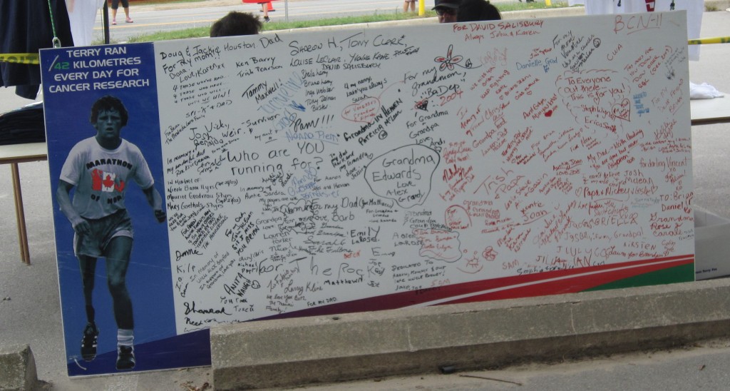 The Remembering Board tells a large part of what the Terry Fox Run is all about.