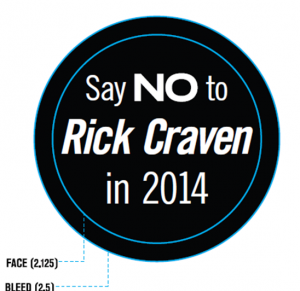 The Beachway residents have vowed to do everything they can to defeat Councillor Craven in the October 2014 municipal election and have designed a button they are distributing.