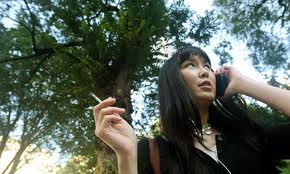 Smoker in a park