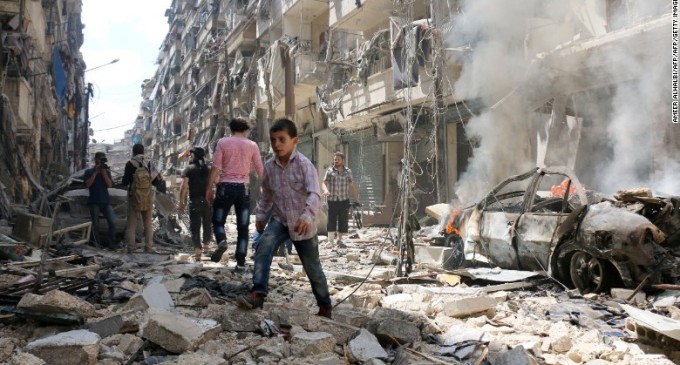Aleppo ruins - children