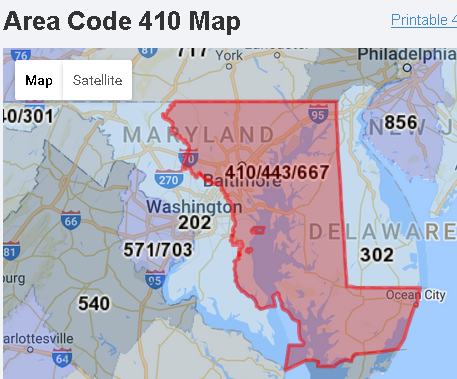 area-code-410-map