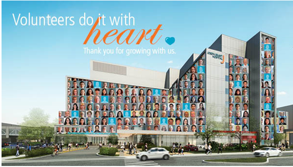 Brant hospital with faces and heart