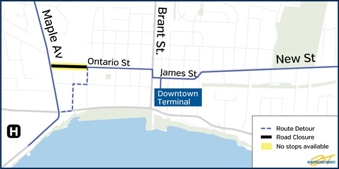 Bus rote - Ontario st detour