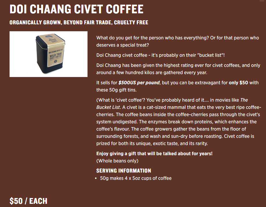 Civet coffee