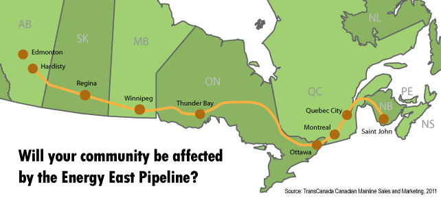 Energy east pipeline map