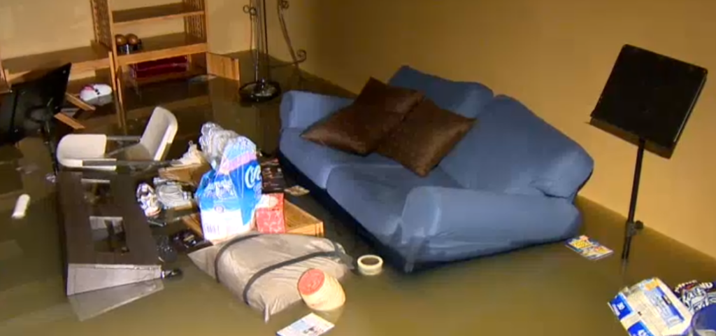 FLOOD basement blur couch