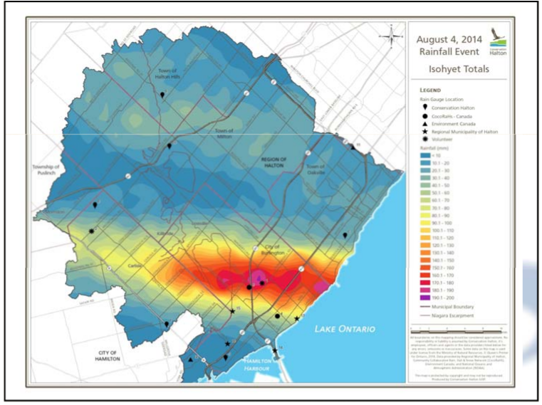 Flood presentation - map showing area of rainfall