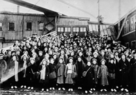 British immigrant children from Dr. Barnardo's Homes at landing stage, St. John, New Brunswick.
