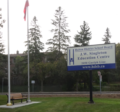 HDSB sign and bench