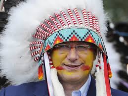 Harper in indian head deress