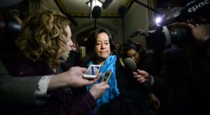 Jody-Wilson-Raybould in media crowd