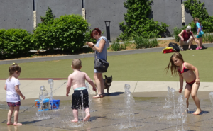 Kids in splash pad