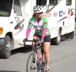 Kim Kelly on a bike