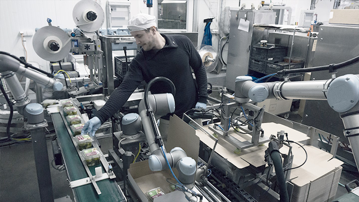 Man among robots