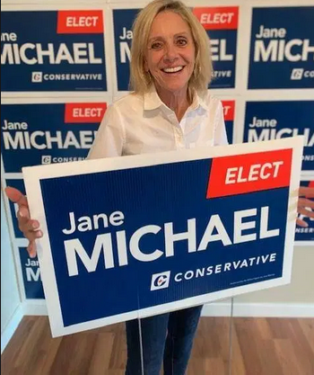 Michaels with election sign
