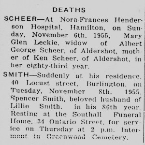 Pic 21 Spencer Smith Death Notice November 9 1955 P14, C3