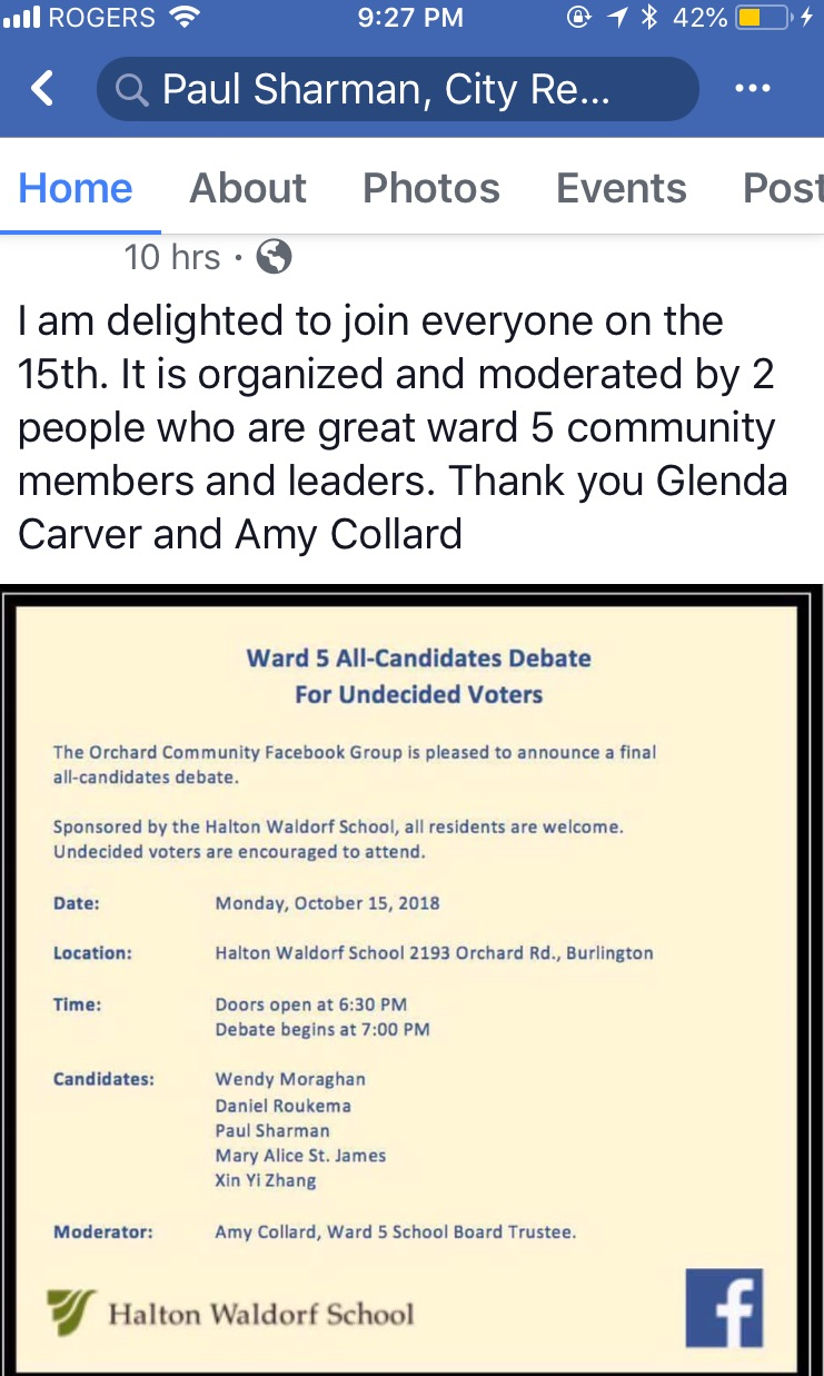 Sharman at Waldorf ward 5 debate