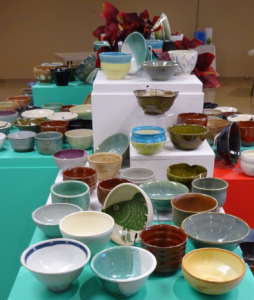 Soup - bowls on a display case