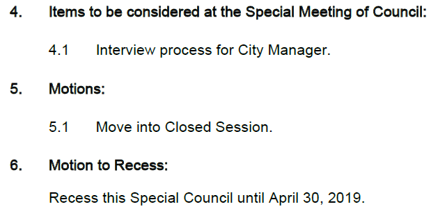 Special council meeting
