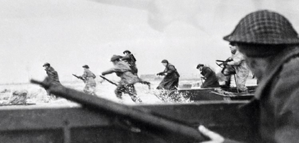 Storming the beach on D day