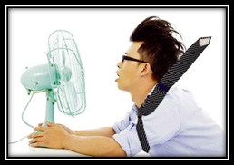 Student with fan