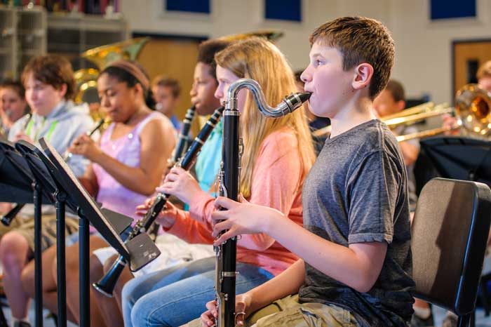 Students playing instruments